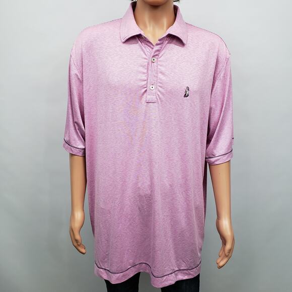 FootJoy Lisle Space Dye Microstripe Polo Shirt Men 2XL XXL Pink Club Logo - Picture 2 of 13